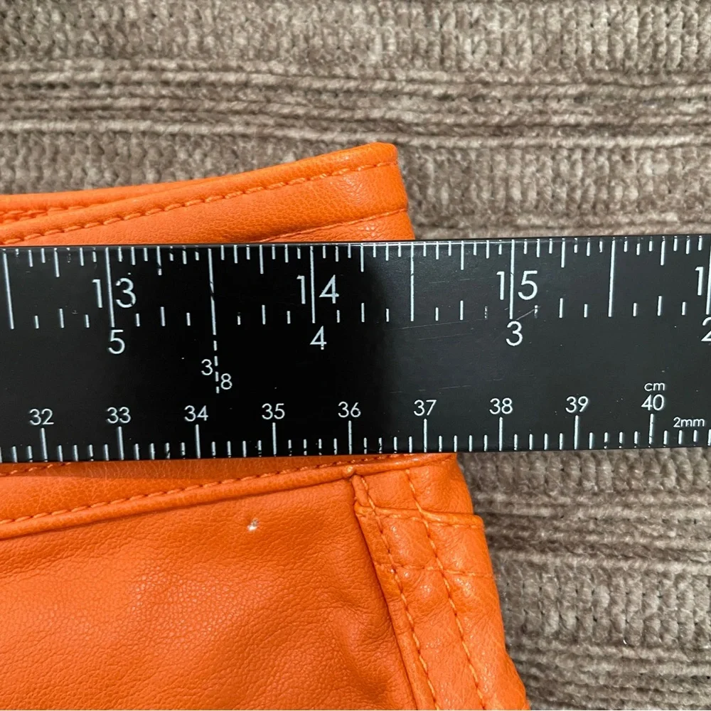 We The Free Free People Orange‎ Vegan Leather Paneled Straight Leg Pants Size 2